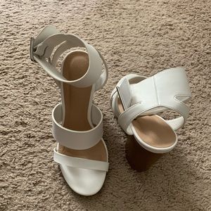 White block heel sandals